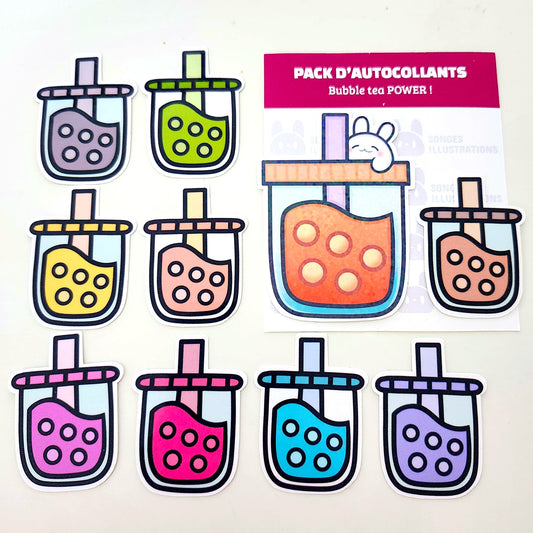 Pack d'autocollants - Bubble Tea