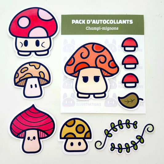 Pack d'autocollants - Champi-mignons