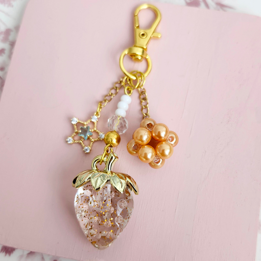 Porte-clé - Fraise dorée
